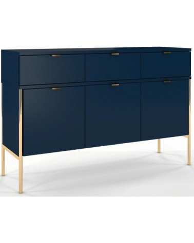 Commode 3 tiroirs 3 portes couleur bleu h78cm