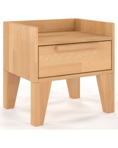 Table de chevet 1 tiroir en hêtre massif couleur bois clair
