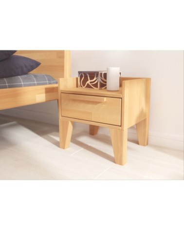 Table de chevet 1 tiroir en hêtre massif couleur bois clair