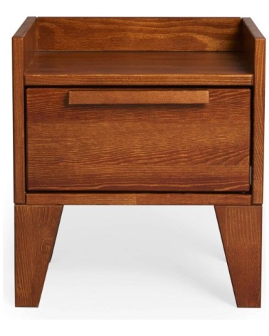 Table de chevet 1 tiroir en pin massif foncé