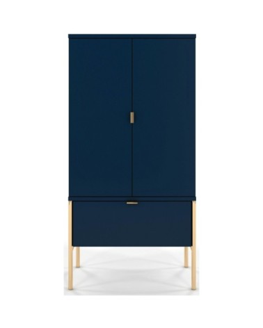 Buffet 1 tiroir 2 portes couleur bleu pied doré