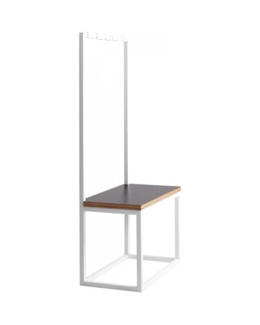 Banc métal blanc et assise noire l41cm