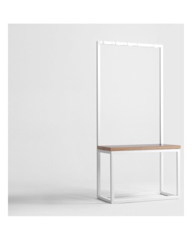 Banc métal blanc et assise noire l41cm