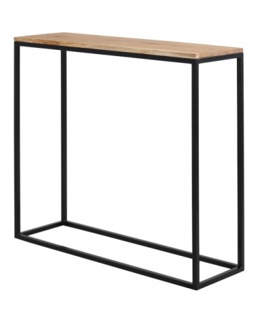 Console minimaliste plateau chêne pied métal noir l100cm