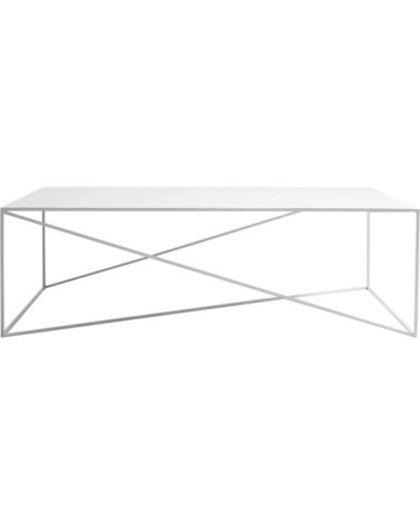 Table basse rectangulaire en métal blanc l140cm