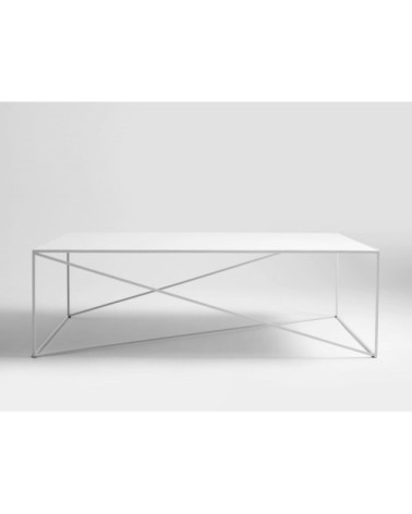 Table basse rectangulaire en métal blanc l140cm