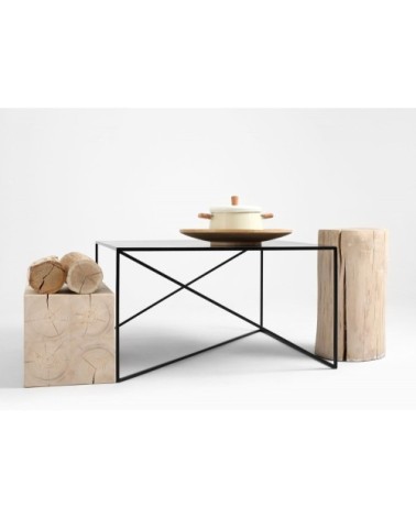 Table basse carré en métal noir l80cm