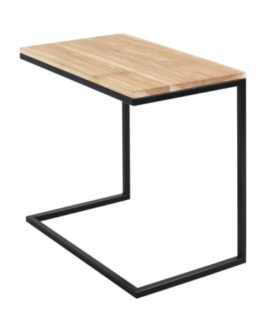 Table basse rectangulaire métal noir et bois chene massif