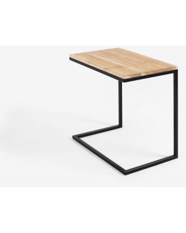 Table basse rectangulaire métal noir et bois chene massif