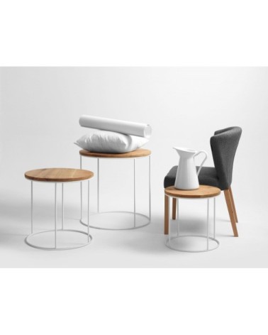 Table gigogne plateau bois struture blanche d60cm