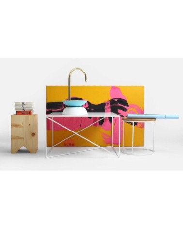 Table basse carré en métal blanc l80cm