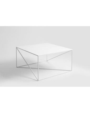 Table basse carré en métal blanc l80cm