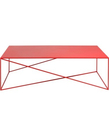 Table basse rectangulaire en métal rouge l140cm