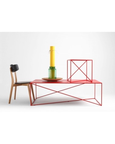 Table basse rectangulaire en métal rouge l140cm
