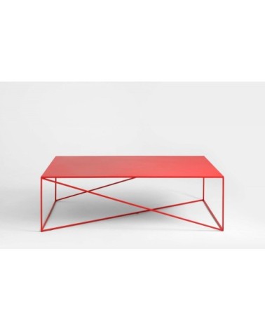 Table basse rectangulaire en métal rouge l140cm
