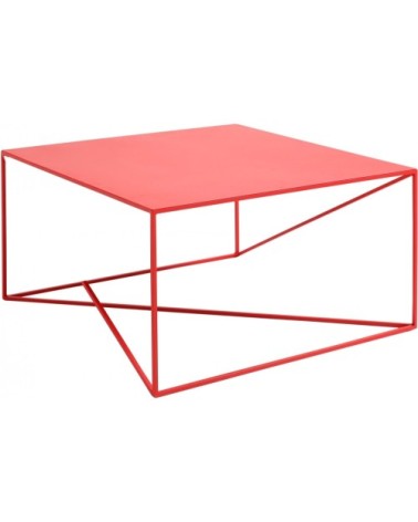 Table basse carré en métal rouge l80cm