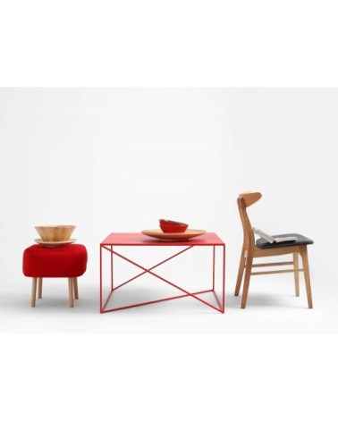 Table basse carré en métal rouge l80cm