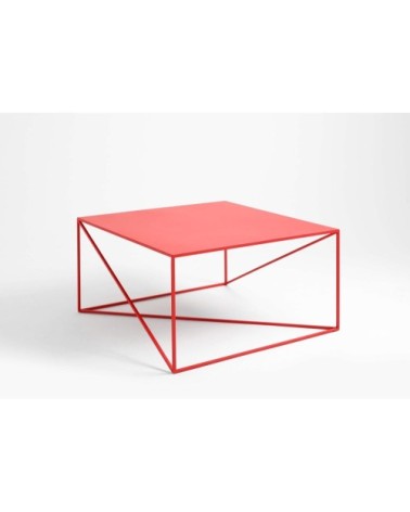 Table basse carré en métal rouge l80cm