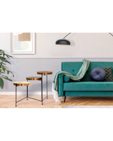 Table dappoint gigogne 3 plateaux dorés beige