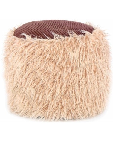 Pouf fourrure beige et marron h38cm