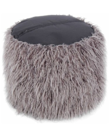 Pouf fourrure gris foncé et noir h38cm