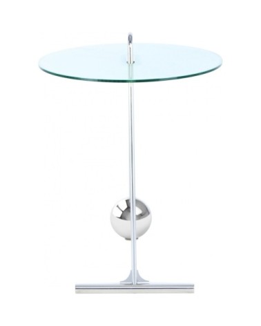 Table dappoint ronde argent plateau verre d46cm