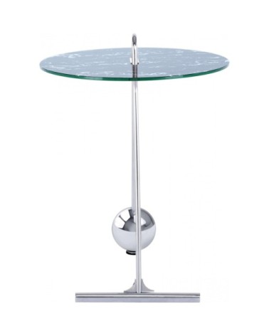 Table dappoint ronde argent plateau marbre noir d46cm