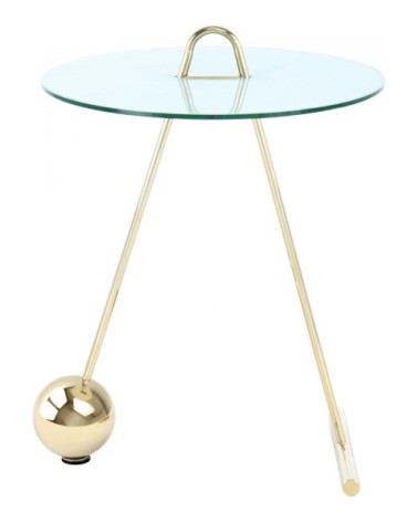 Table dappoint ronde or blanc plateau verre d46cm