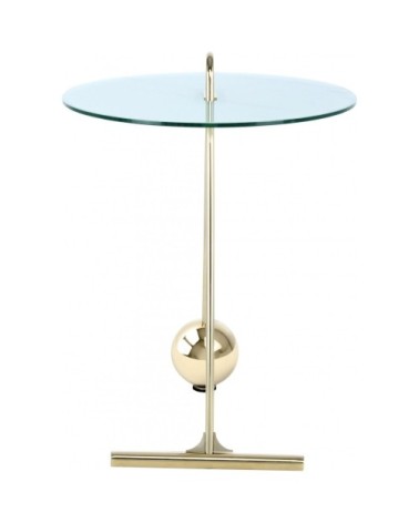 Table dappoint ronde or blanc plateau verre d46cm