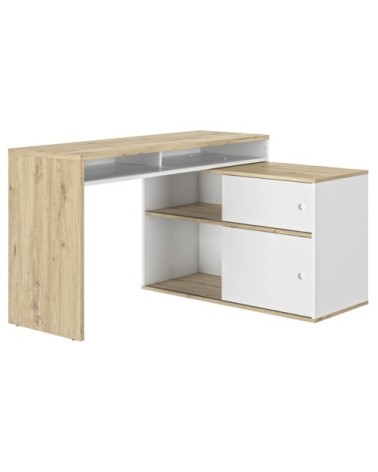 Bureau modulable effet bois et blanc