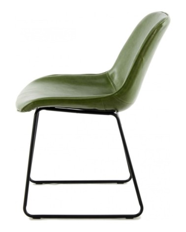 Chaise tradition imitation cuir couleur vert (lot de 2)