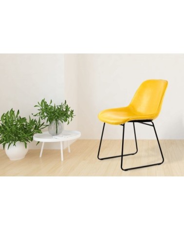 Chaise tradition imitation cuir couleur jaune (lot de 2)