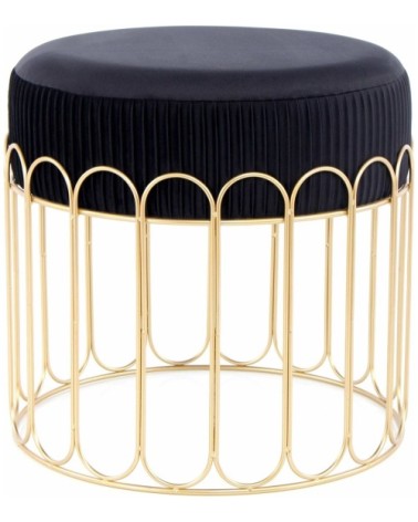 Tabouret assise rembourrée couleur noir et doré h40cm