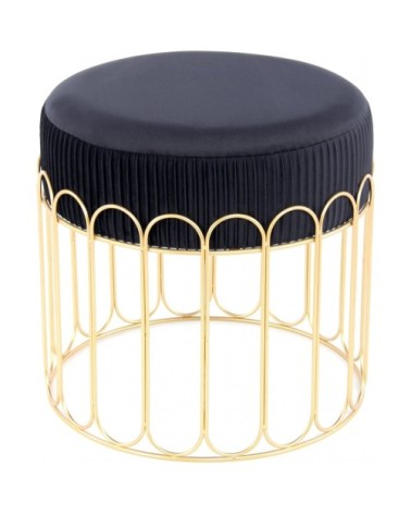 Tabouret assise rembourrée couleur noir et doré h40cm