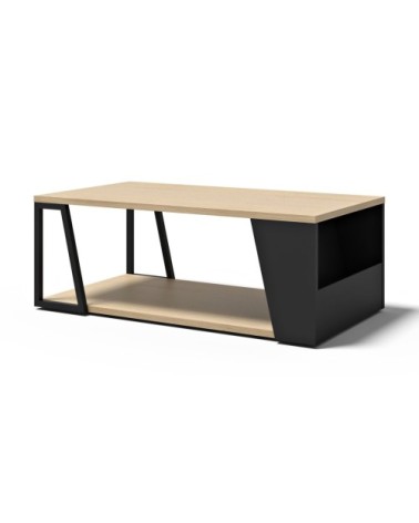 Table basse chêne clair et noir H36