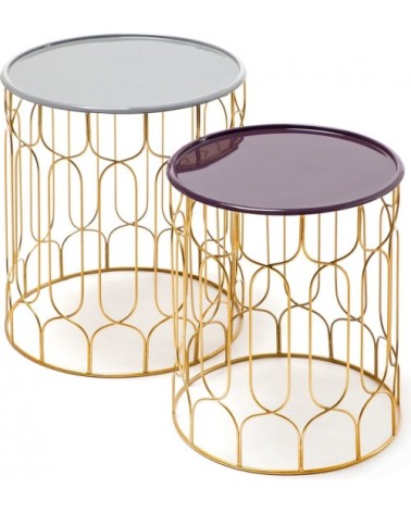 Table dappoint gigogne ronde couleur violet d43cm