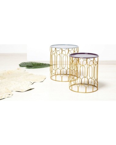 Table dappoint gigogne ronde couleur violet d43cm