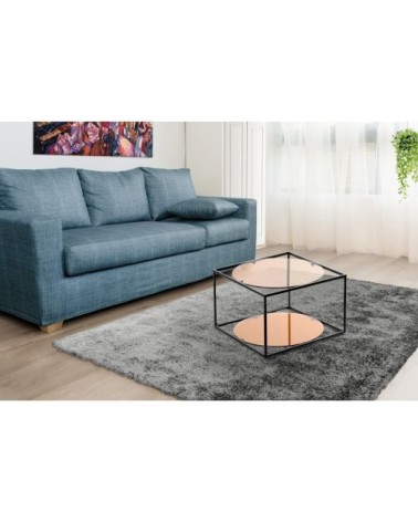 Table basse rectangulaire plateau verre fumé l50cm