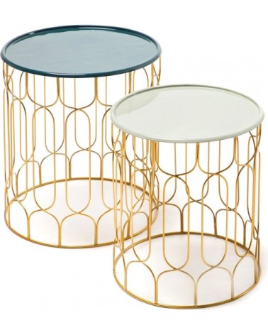 Table dappoint gigogne ronde couleur bleu d43cm