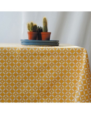 Nappe en coton enduit jaune rectangle 160 x 240 cm