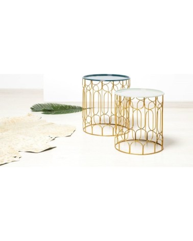 Table dappoint gigogne ronde couleur bleu d43cm