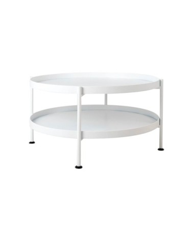 Table basse design en métal blanc d80cm