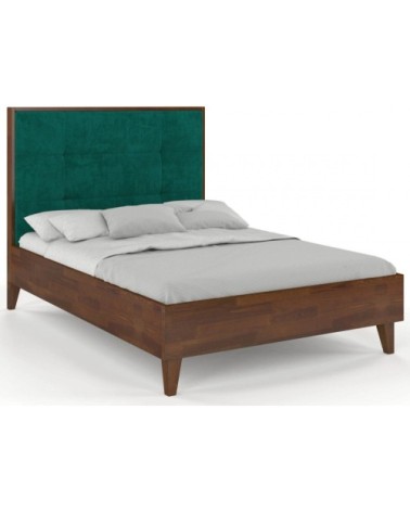 Lit avec tête de lit sommier noyer massif vert 160x200cm