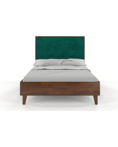 Lit avec tête de lit sommier noyer massif vert 180x200cm