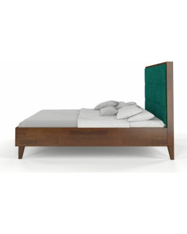 Lit avec tête de lit sommier noyer massif vert 180x200cm