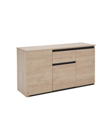 Bureau avec rangement et plateau pivotant effet bois clair et noir