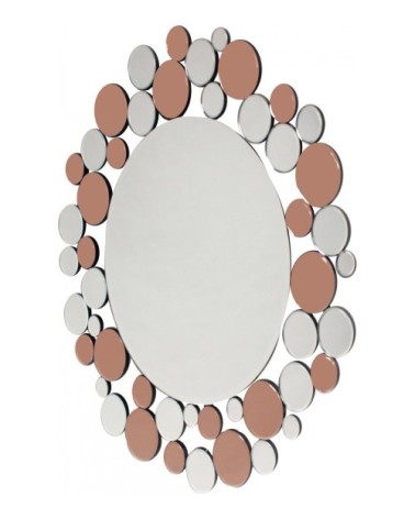 Miroir mural argent et rose d80