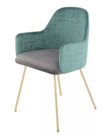 Fauteuil rembourré tissu velours couleur vert