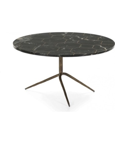 Table basse design ronde plateau marbre noir d80cm