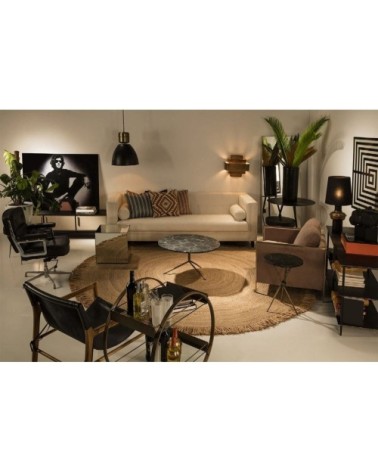 Table basse design ronde plateau marbre noir d80cm